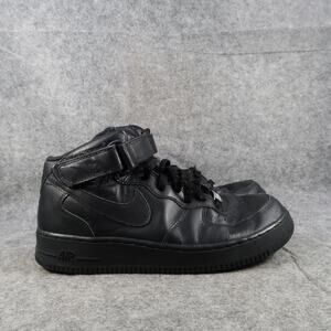Nike Shoes Mens 8 Air Force 1 Mid Black Sneakers Leather Logo Basketball Casual